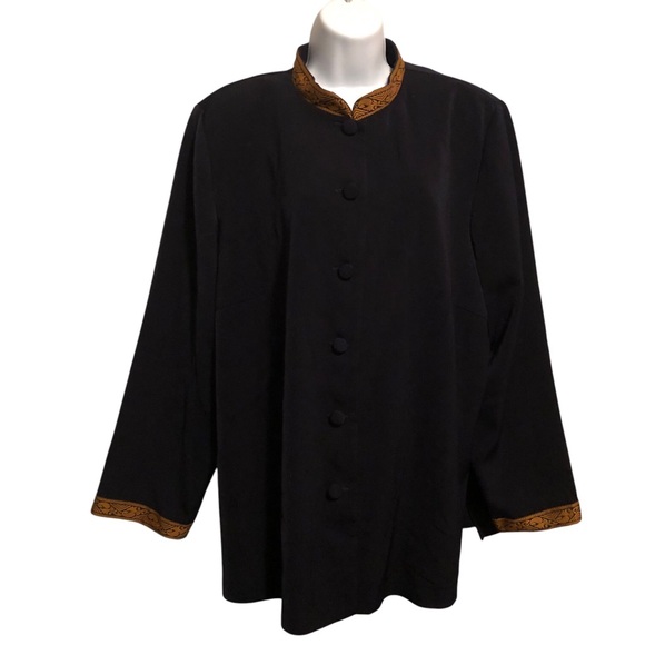 DANA KAY - Women’s Black and Rust Mandarin Collar Button Front Blazer - Size 18W - Picture 1 of 7